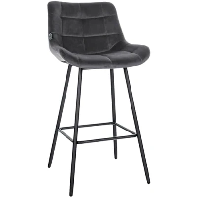 Afbeelding van CLP West Barkruk Met rugleuning Voetsteun Metalen frame donkergrijs Fluweel