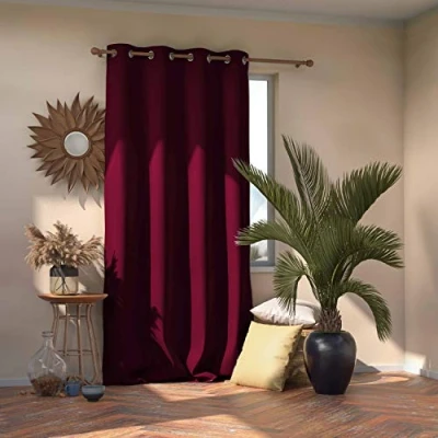 Afbeelding van AmeliaHome Blackout Verduisteringsgordijn 140 x 270 cm, bordeauxrood, 1 stuk, decoratief gordijn