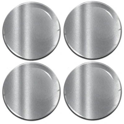 Afbeelding van Biomar Labs® 4 x 60 mm 3D sticker van siliconen voor naafdoppen, wieldoppen, wielmidden, embleem, kleur zilver, A 9760