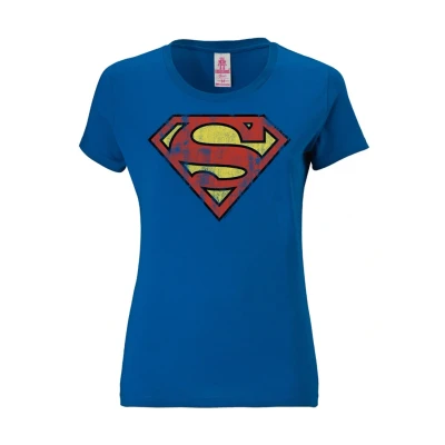 Afbeelding van Logoshirt Superman Tshirt print, Dames, Maat: Large, Blau