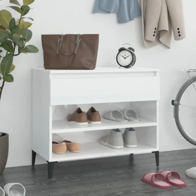Afbeelding van Schoenenkast 70x36x60 cm bewerkt hout hoogglans wit