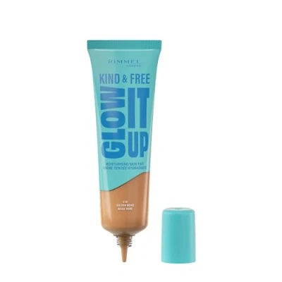 Afbeelding van Rimmel London Kind &amp; Free Glow It Up Hydraterende foundation, 210, Golden Beige, kalmeert de gevoelige huid, gezonde en heldere kleur, hydrateert hele dag, 30 ml