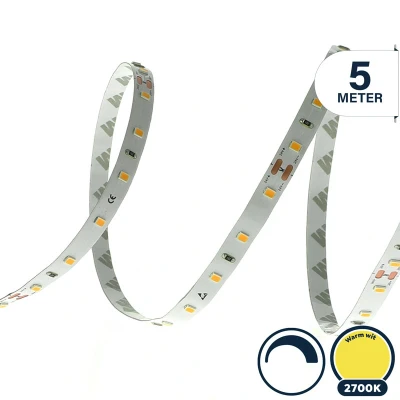 Afbeelding van Led strip 5 meter warm wit SMD 24v Losse Afknipbaar met 3M plakstrip