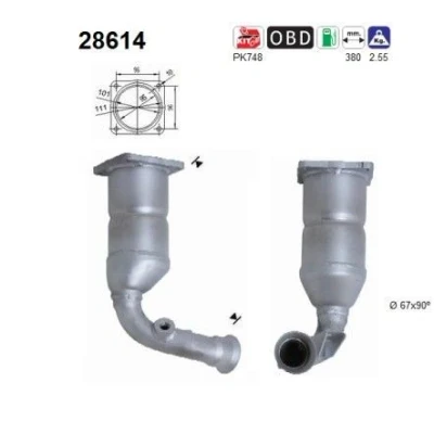Afbeelding van AS 28614 Katalysator 380mm CITROËN: C4 I Hatchback, Coupe, PEUGEOT: 206 Hatchback