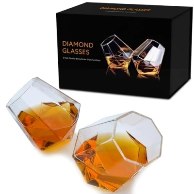 Afbeelding van Set van 2 whiskyglazen, draaibaar, in de basis, geschenkverpakking