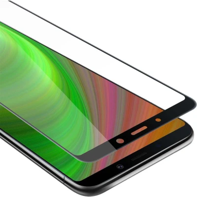 Afbeelding van Cadorabo Screenprotector geschikt voor Samsung Galaxy A9 2018 Volledig scherm pantserfolie Beschermfolie in TRANSPARANT met ZWART Gehard (Tempered) display beschermglas 9H hardheid 3D Touch