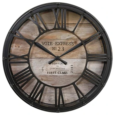 Afbeelding van Wandklok Industrieel Vintage bruin 39CM