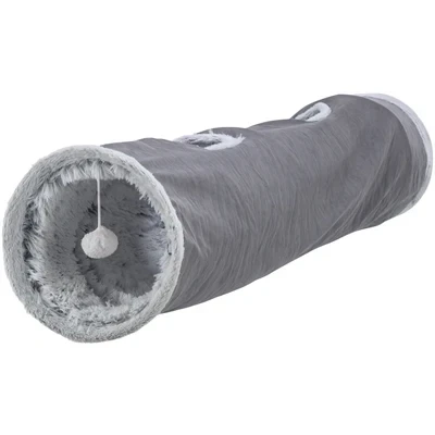 Afbeelding van Trixie Katten Speeltunnel Harvey Velours / Pluche Grijs 27X116 CM