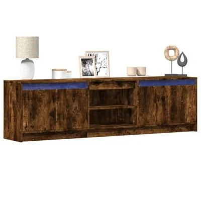 Afbeelding van vidaXL Tv meubel met LED 180x34x50 cm bewerkt hout gerookt eikenkleur