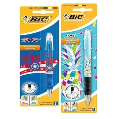 Afbeelding van BIC Xpen Vulpen, navulbaar, blauwe inkt, ananasdecoratie, 1 blisterverpakking