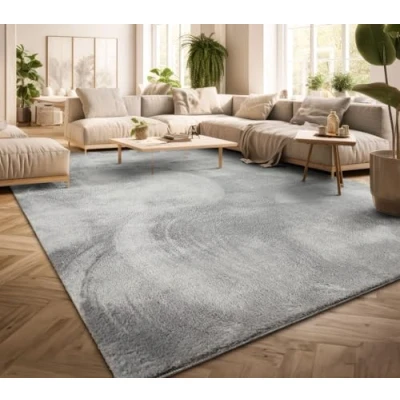 Afbeelding van TT Home Laagpolig woonkamertapijt, effen, modern design, wasbaar Zilver, 160 x 220 cm