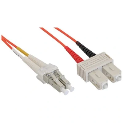 Image de InLine Cordon de raccordement LC multi mode (M) pour SC 0.5 m fibre optique duplex 50 / 125 microns OM2 sans halogène orange