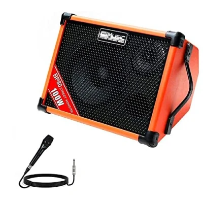Afbeelding van Coolmusic BP80 Akoestische gitaarversterker, werkt op batterijen, bluetooth luidspreker, draagbaar, 100 W, 6 ingangen, EQ, 3 banden