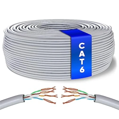 Afbeelding van Mr. Tronic 200 m Ethernet netwerkkabel Installatiekabel CAT6, AWG24, CCA, UTP, RJ45 LAN Gigabit High Speed Internet PC, switch, router, modem, schakelaar (200 m, grijs)