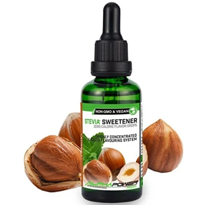 Afbeelding van ALPHAPOWER FOOD Stevia Hazelnootdruppels natuurlijk voedselaroma I Vloeibare zoetstof sterk geconcentreerd 1 x 50 ml. drops, flavdrops