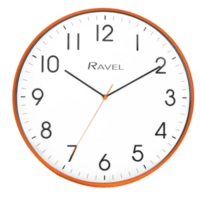 Afbeelding van Ravel RWC.40.8 Moderne analoge kwartsklok voor kantoor en keuken, oranje, 40 cm