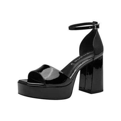 Afbeelding van Tamaris Sandalen met plateauzool black, Dames, Maat: 41, Black Hoogwaardig imitatieleer