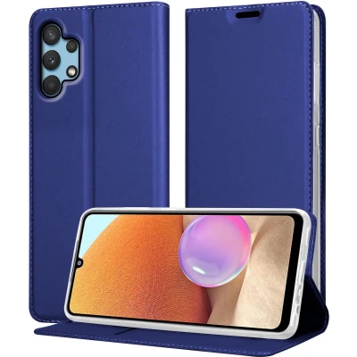 Afbeelding van Cadorabo Hoesje geschikt voor Samsung Galaxy A32 4G in CLASSY DONKER BLAUW Beschermhoes met magnetische sluiting, standfunctie en kaartvakje Book Case Cover Etui
