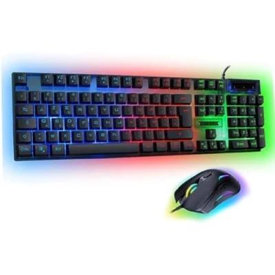 Afbeelding van AKUMA Gaming Sentai C02 toetsenbord + bekabelde muis met achtergrondverlichting, Frans AZERTY, 3600 dpi, pakket voor PC PS4 PS5, zwart, plug &amp; play
