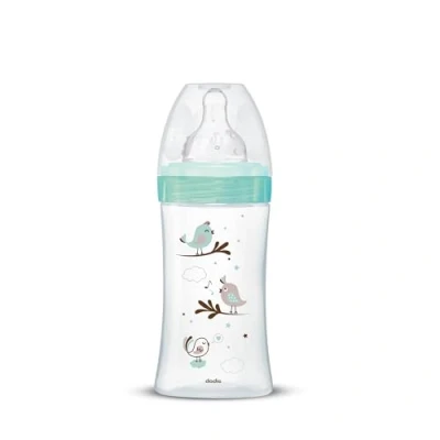 Afbeelding van DODIE Anti koliek fles Initiation + GLASS 3 snelheden stroom 2 270ml VERT BIRDS