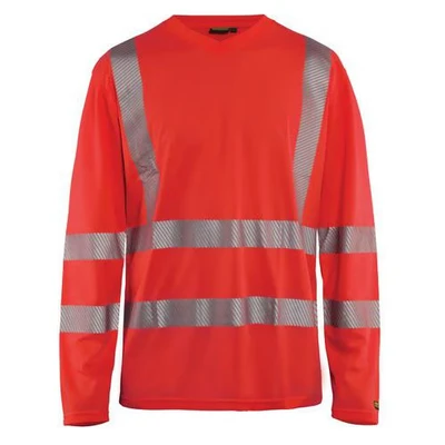 Image de T shirt manches longues haute visibilité col en V anti UV rouge
