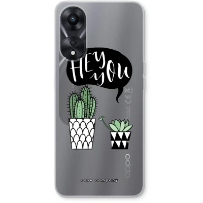 Afbeelding van Case Company® hoesje geschikt voor Oppo A58x Hey you cactus Soft Cover Telefoonhoesje Bescherming aan alle Kanten en Schermrand