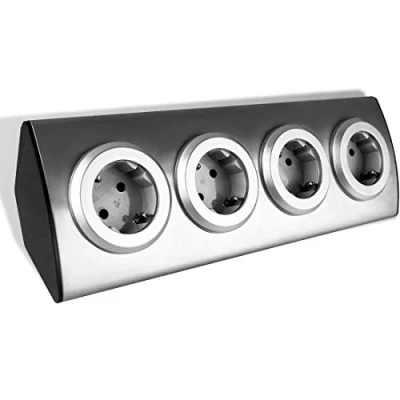 Afbeelding van ORNO AE 1340 (GS) Stekkerdoos, 4 stopcontacten, met veiligheidsklep, 45 graden opbouw, 3680 W, 16 A, product voor de Duitse markt (zonder kabel)