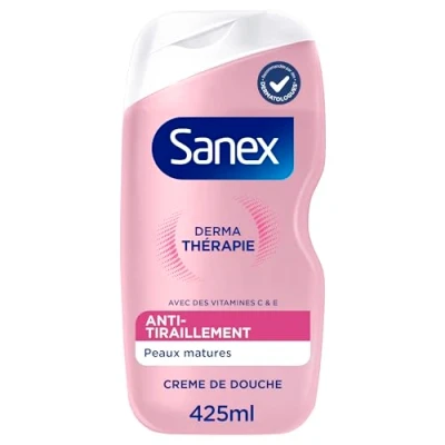 Image de SANEX Derma Thérapie Crème de douche anti tiraillements peaux matures * aide à réparer les squameuses et réduire complexe d’acides aminés breveté vitaminesC E 425ML