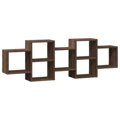 Afbeelding van Wandschap 129x18x42 cm bewerkt hout bruin eikenkleurig