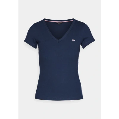 Afbeelding van Tommy Jeans SLIM Essential Tshirt print, Dames, Maat: 34, Dark night navy