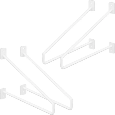 Afbeelding van ML Design 4 stuks plankbeugel, 265 mm, wit, gemaakt van staal, haarspeld plankbeugels, zwevende wandbeugel, planksteun voor wandmontage, industriële wandplank, wandbeugel