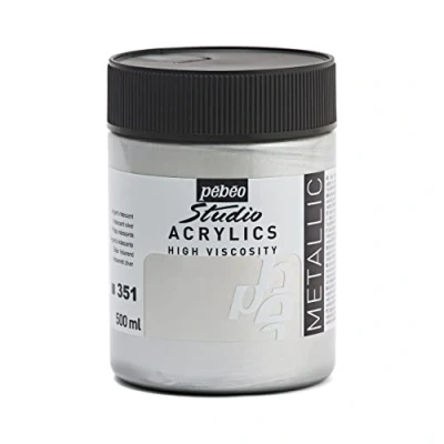 Afbeelding van Pébéo acrylverf, fijne studio glanzend, zilverkleurig, 500 ml 172351