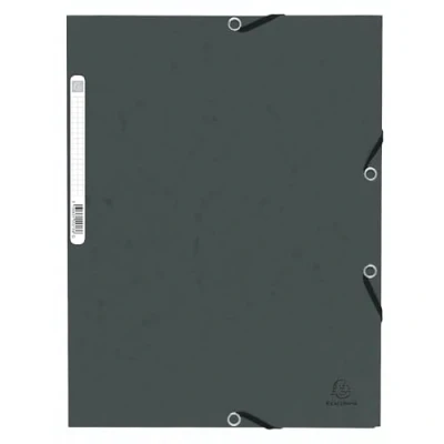 Afbeelding van Exacompta Ref. 55313E Verpakking met 10 elastieken mappen 3 kleppen van glanzend karton 355 g/m² afmetingen 24 x 32 cm voor documenten in A4 formaat kleur grijs