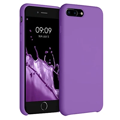 Afbeelding van kwmobile telefoonhoesje geschikt voor Apple iPhone 7 Plus / 8 Hoesje met siliconen coating Smartphone case in orchidee lila
