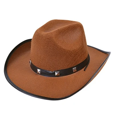 Afbeelding van Rubies Carnaval verkleed hoed voor een cowboy met studs bruin polyester heren/dames