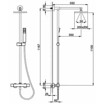 Afbeelding van Cisal Cubic Thermostatische Doucheset chroom CUC7801021