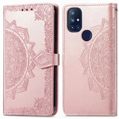 Afbeelding van iMoshion Hoesje Geschikt voor OnePlus Nord N10 5G Met Pasjeshouder Mandala Bookcase Rosé Goud
