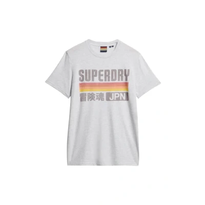 Afbeelding van Superdry Japan Stripe Tshirt print, Heren, Maat: 3XL, Ice grey marl