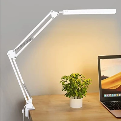 Afbeelding van SKYLEO Led bureaulamp, krachtig, met clip, oogbescherming, 3 verlichtingsmodi, 10 helderheidsniveaus, wit