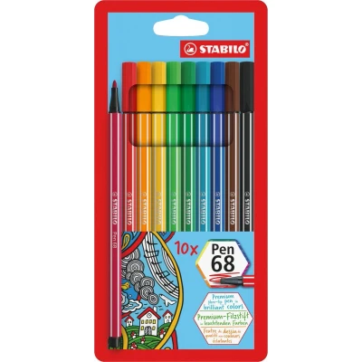 Afbeelding van Viltstift STABILO Pen 68/10 medium assorti etui à 10 stuks