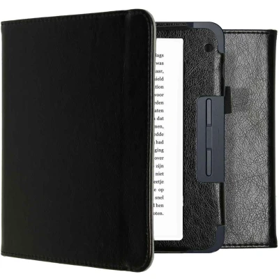 Afbeelding van Hoesje geschikt voor Kobo Libra 2 E reader iMoshion Vegan Leather Bookcase Ook Tolino Vision 6 Zwart