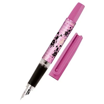 Afbeelding van ONLINE Vulpen om te leren schrijven Met veer Voor beginners Roze Robuust en ergonomisch meisjes jongens blauwe inktpatroon Made in Germany