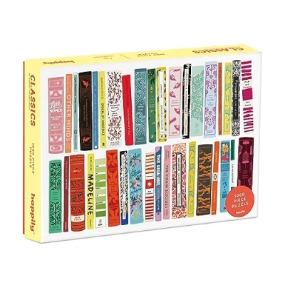Afbeelding van Klassieke puzzel van 1000 stukjes voor volwassenen, 100% gerecycled bord hoge kwaliteit, boekomslag met stukjes, cadeaus boekenliefhebbers, Happily