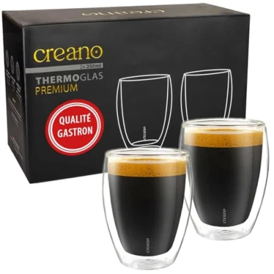 Afbeelding van Creano Set van 2 dubbelwandige glazen 250 ml gastronomische kwaliteit 100% vaatwasmachinebestendig