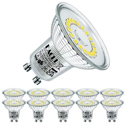 Afbeelding van EACLL Ledlampen, GU10, koudwit, 6,5 W, komt overeen met halogeen, 100 10 stuks, 6400 K, 735 lm, niet dimbaar, verlichting zonder flikkeren, brede straal 120 graden, spot, AC 230 V korter,