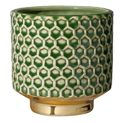 Afbeelding van Bloomingville Home Bloempot, decoratieve bloempotten, kleur voor binnen, creatieve retrostijl, M (12,5 cm ø), groen, keramiek