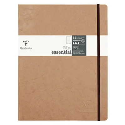 Afbeelding van Clairefontaine 79443C Age Bag Collection A My.Essential elastisch notitieboek tabak piqué B5 19 x 25 cm 192 pagina&#039;s DOT genummerd ivoorkleurig papier 90 g omslag van glanzend ledernerf karton