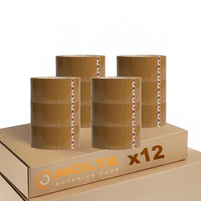 Afbeelding van MOLTA SOLVENTA TRANSPARANT Verpakkingstape 48 mm x 120 m Kartonnen tape voor pakketten en dozen 12 Rollen SYNTHETIC RUBBER