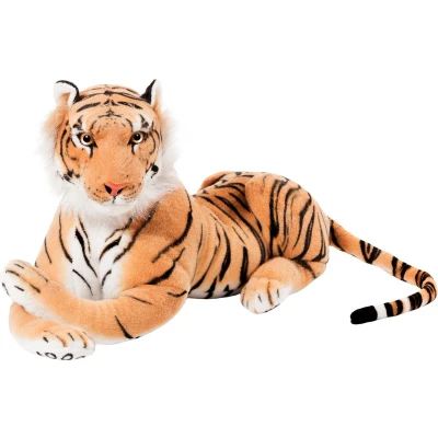 Afbeelding van BRUBAKER Tijger Knuffel 75 cm Liggende Bruin