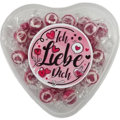 Image de OYOY Lot de bonbons en forme cœur I 240 g faits à la main emballés individuellement dans une boîte « Ich liebe Dich » Cadeaux Saint Valentin